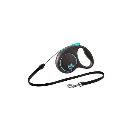 Flexi Black Design cord S поводок-рулетка для собак, голубая 5 м, до 12 кг