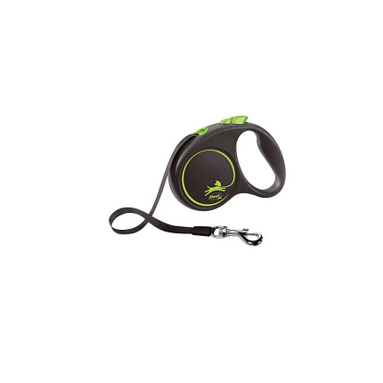 Flexi Black Design tape S поводок-рулетка для собак, зеленая 5 м, до 15 кг