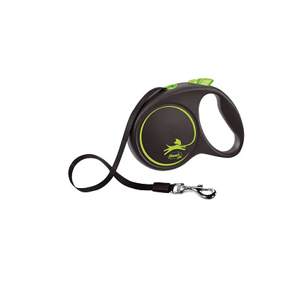 Flexi Black Design tape L поводок-рулетка для собак, зеленая 5 м, до 50 кг